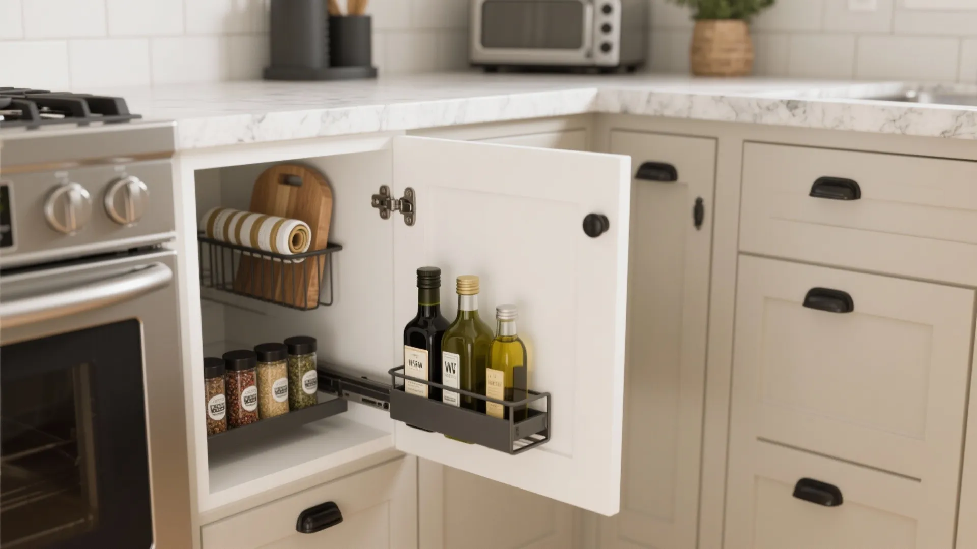 Tip 5: Think vertical pull-outs, back-of-door storage, and appliance garages