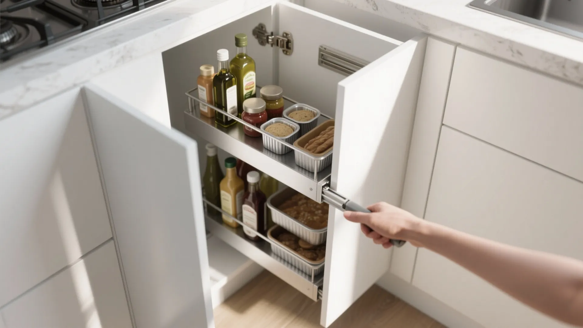 3. Vertical pull-out corner shelf