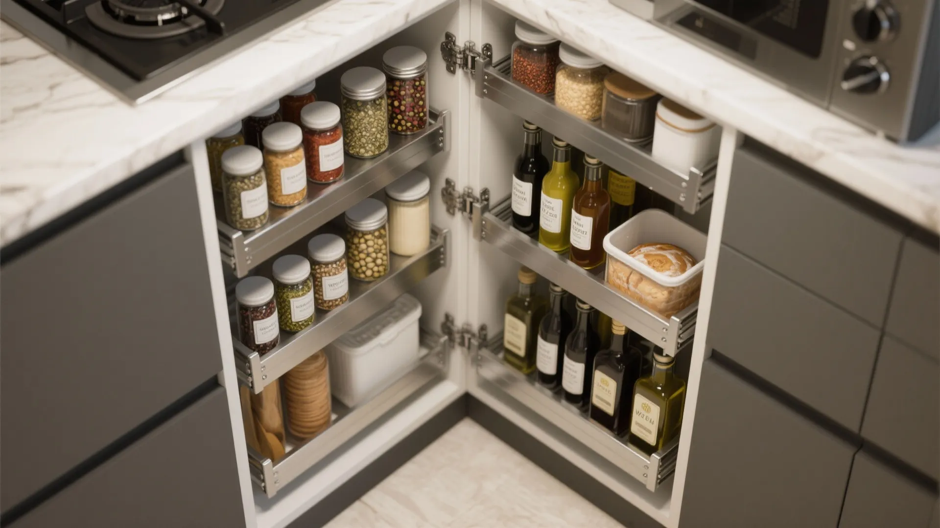 4. Vertical Pull-out Corner Shelving