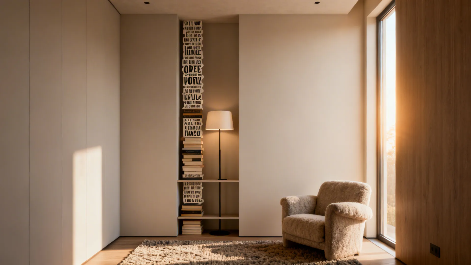 2. Vertical quote near a reading nook