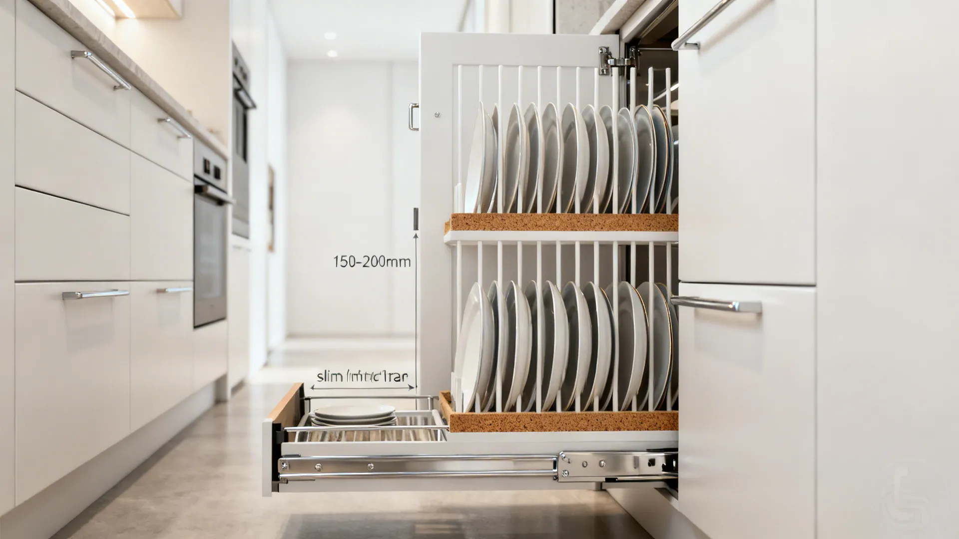 4) Vertical Plate Racks and Slim Pull-Outs for Tight Galleys