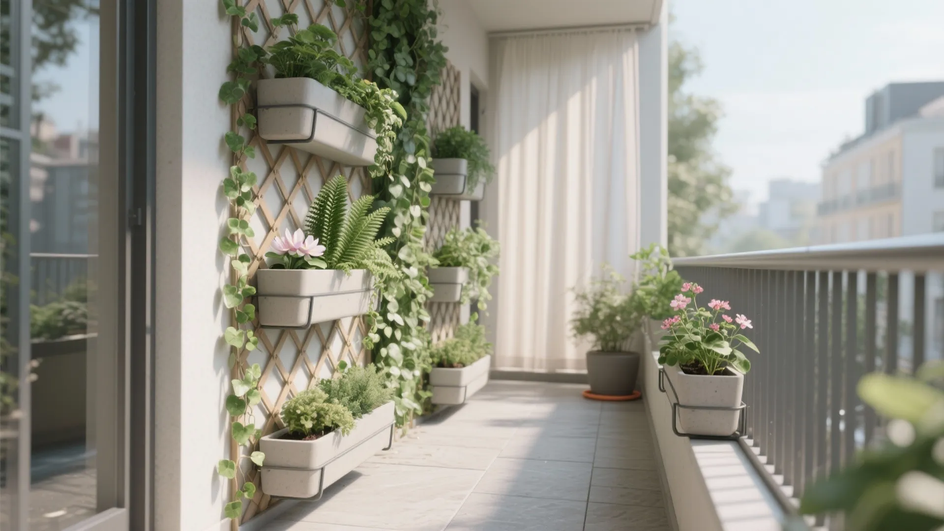 Vertical Green Wall + Rail Planters