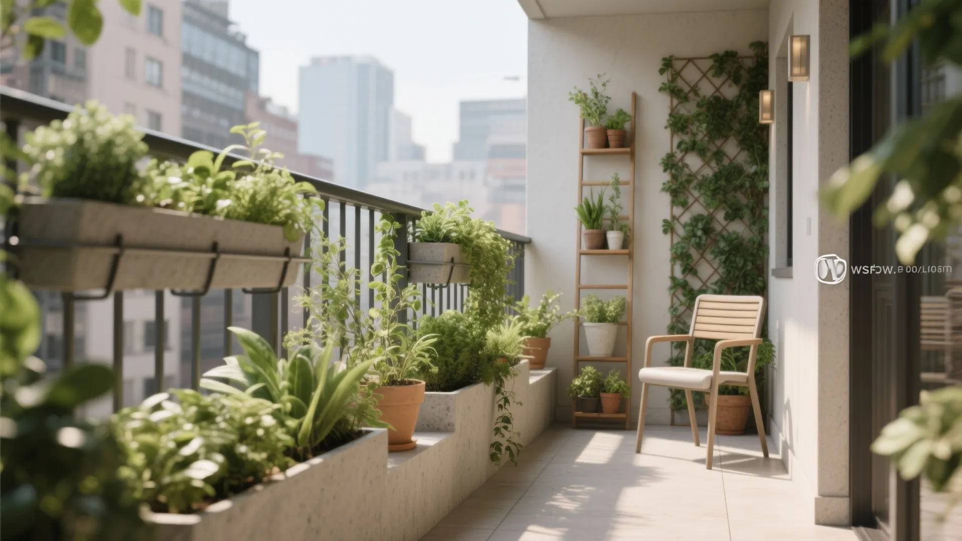 Layered Vertical Greenery With Rail Planters