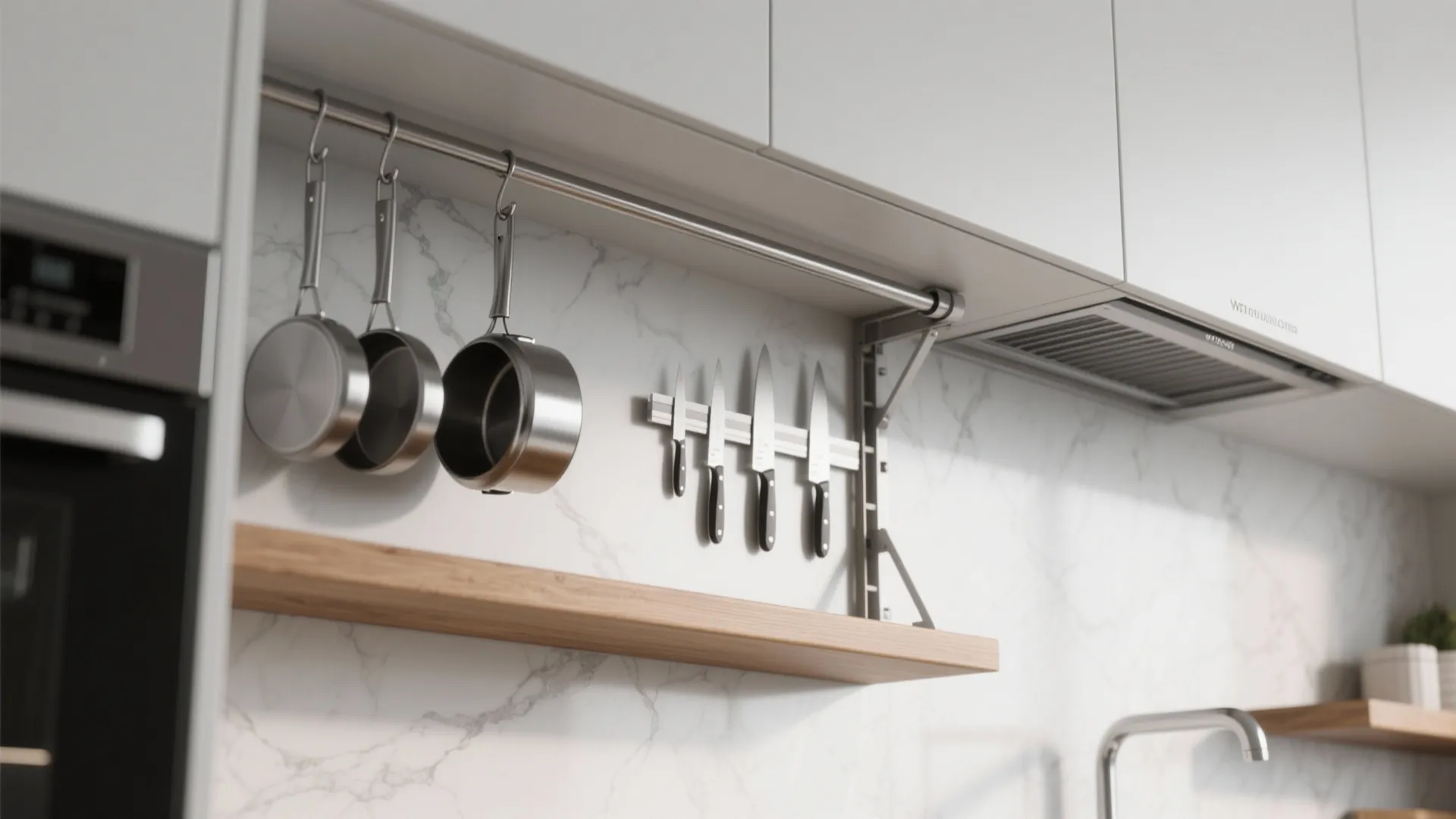 Tip 3: Go vertical—tall cabinets, rails, and fold-downs