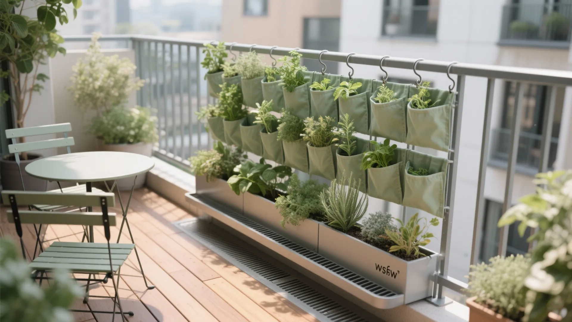 Vertical garden walls and hanging rails
