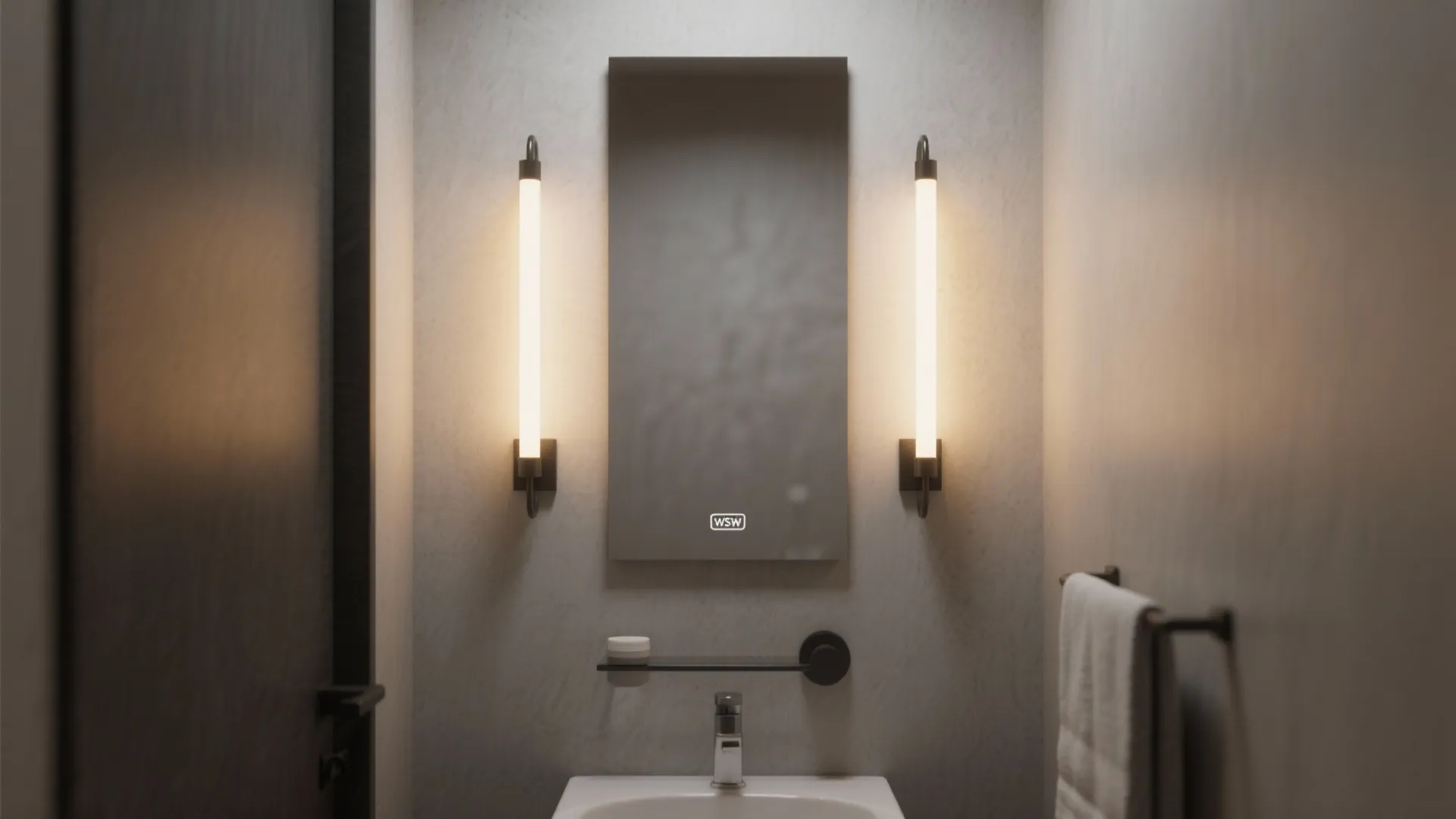 2. Go Vertical Above the Mirror to Save Wall Space