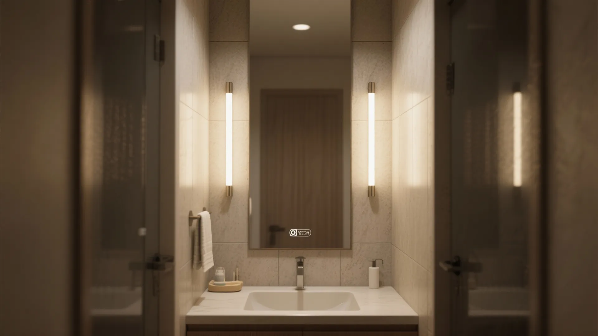 1. Vertical Sconces on Either Side of the Mirror