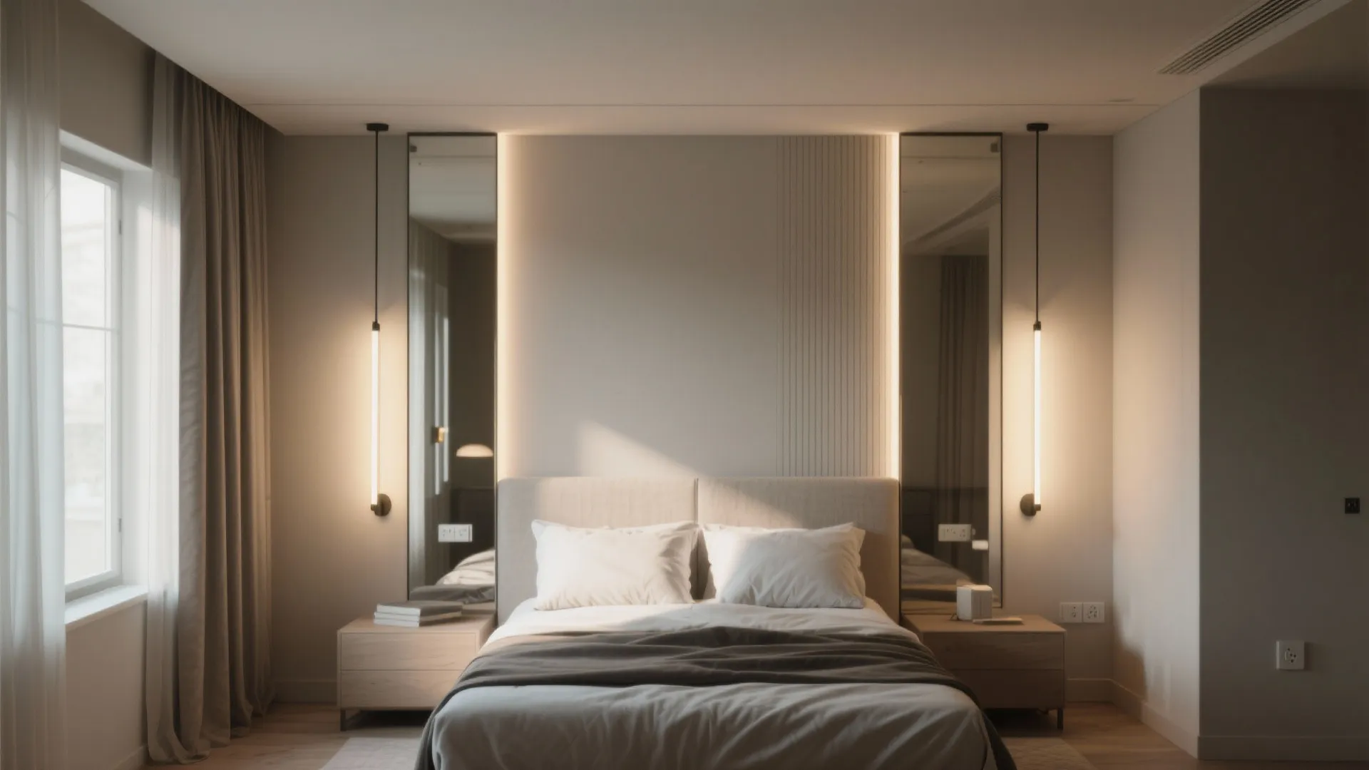 2. Vertical lights to visually raise low ceilings