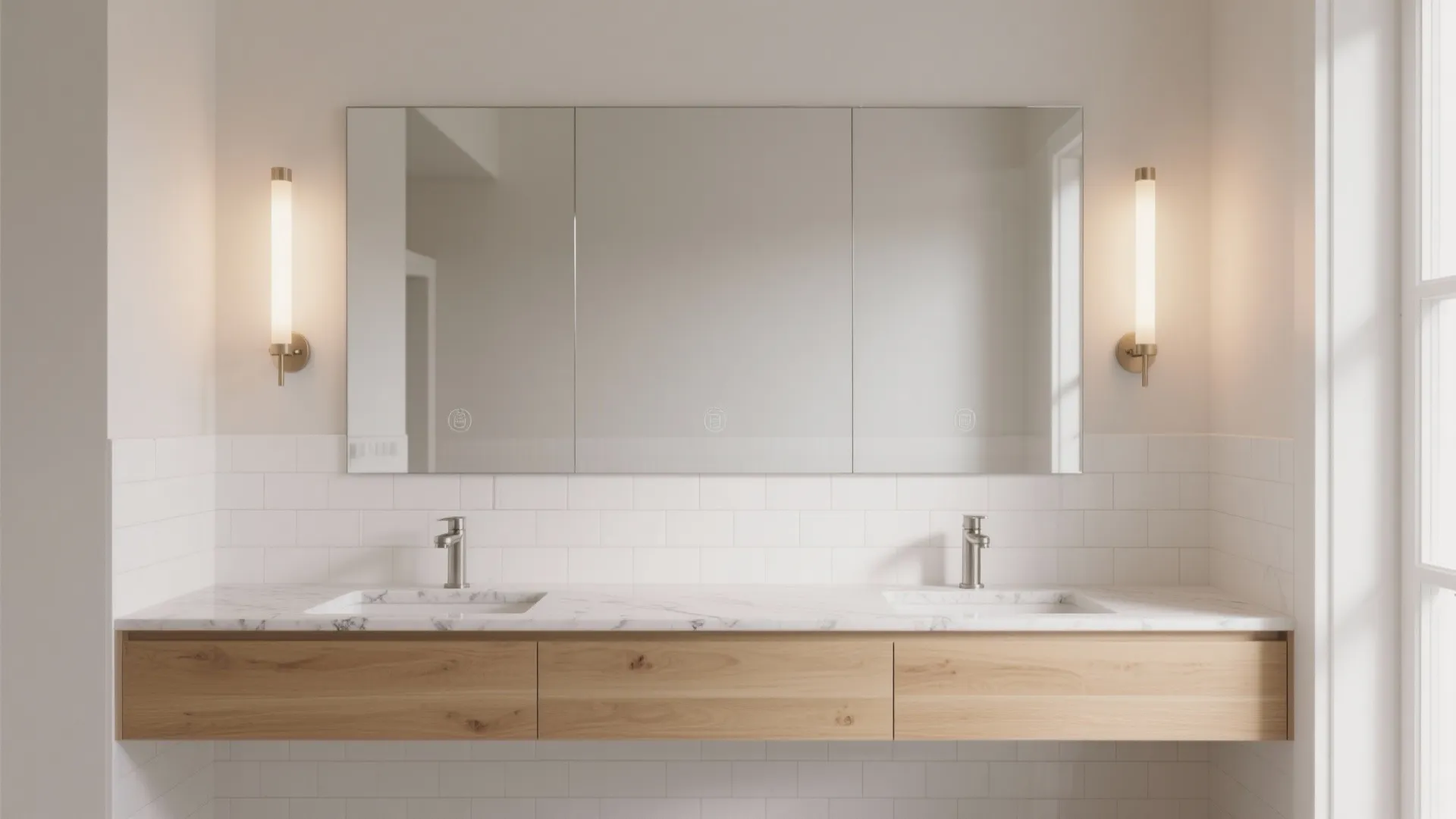 Vertical sconces at eye level