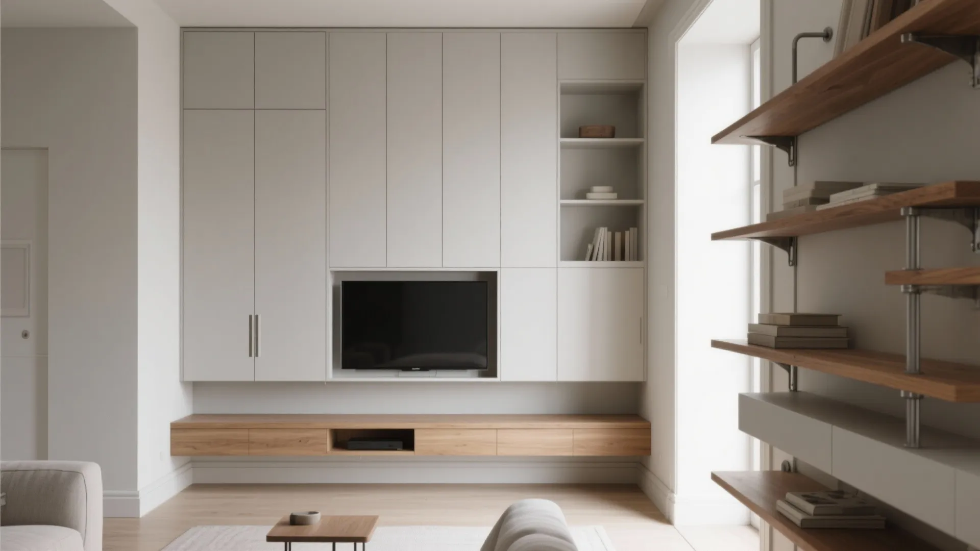 Vertical storage and floating elements