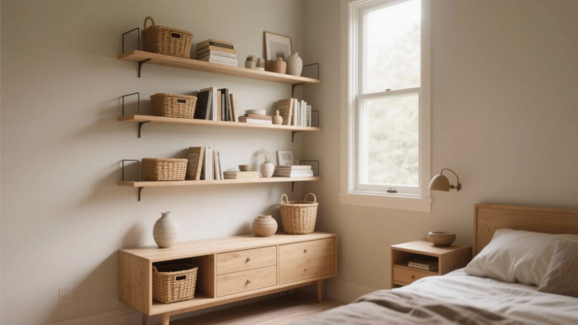 1. Maximize Vertical Storage with Floating Shelves