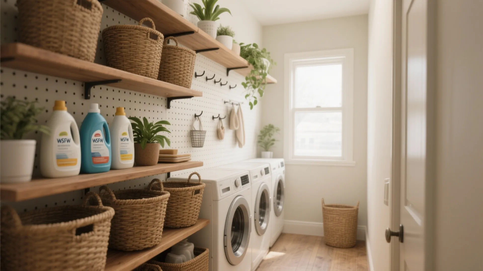 Tip 1: Go vertical with open shelving and baskets