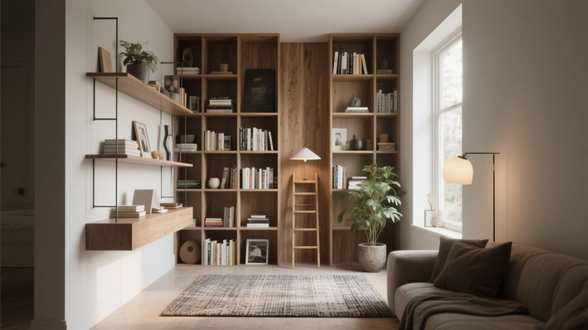 3. Vertical shelving to draw the eye up