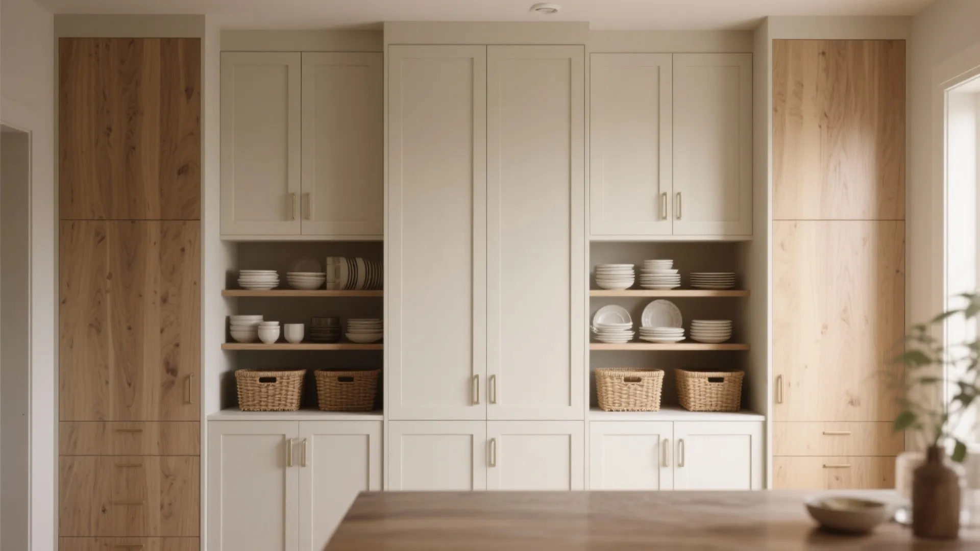 2. Go vertical with purposeful open shelving