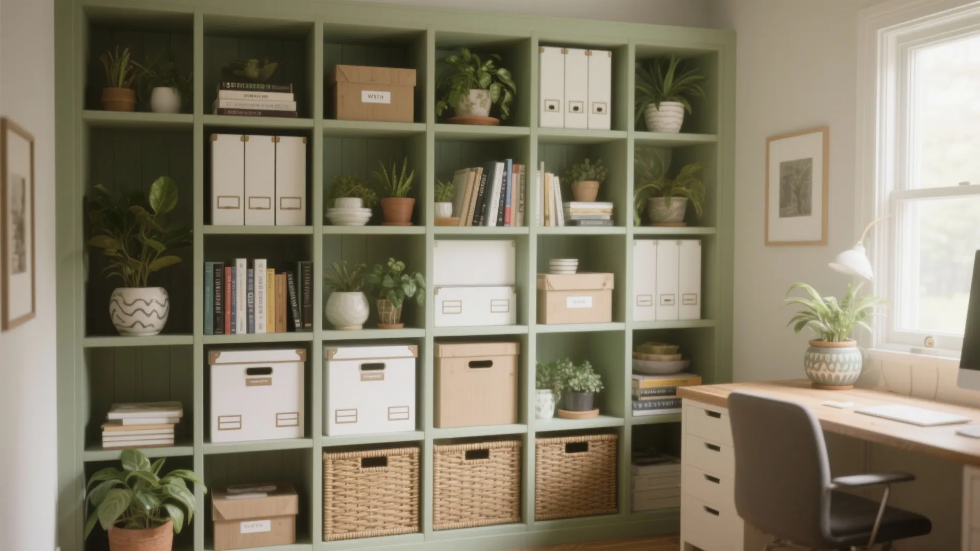 2. Vertical storage with open shelves