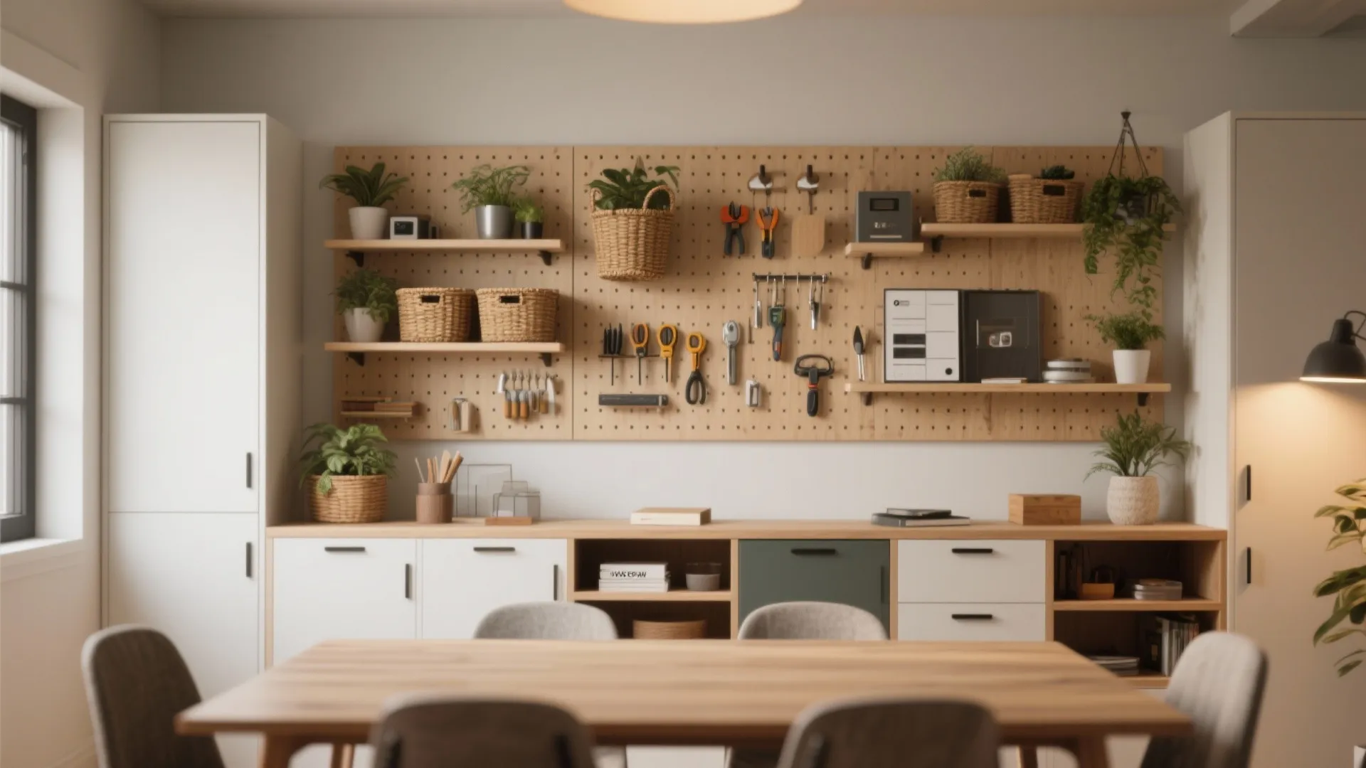 2. Vertical storage and floating shelves