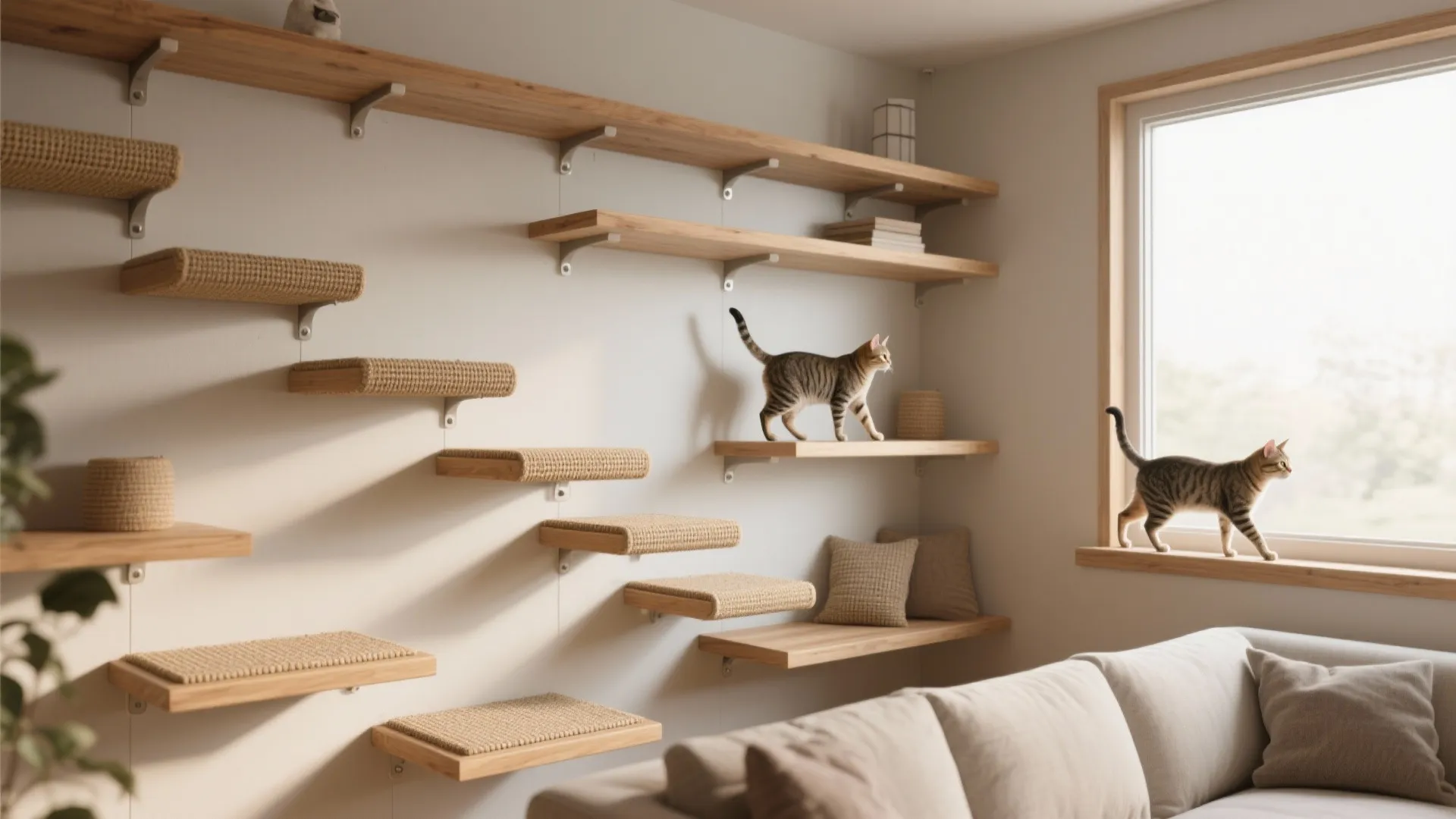 1. Go vertical: shelves, perches and high walkways