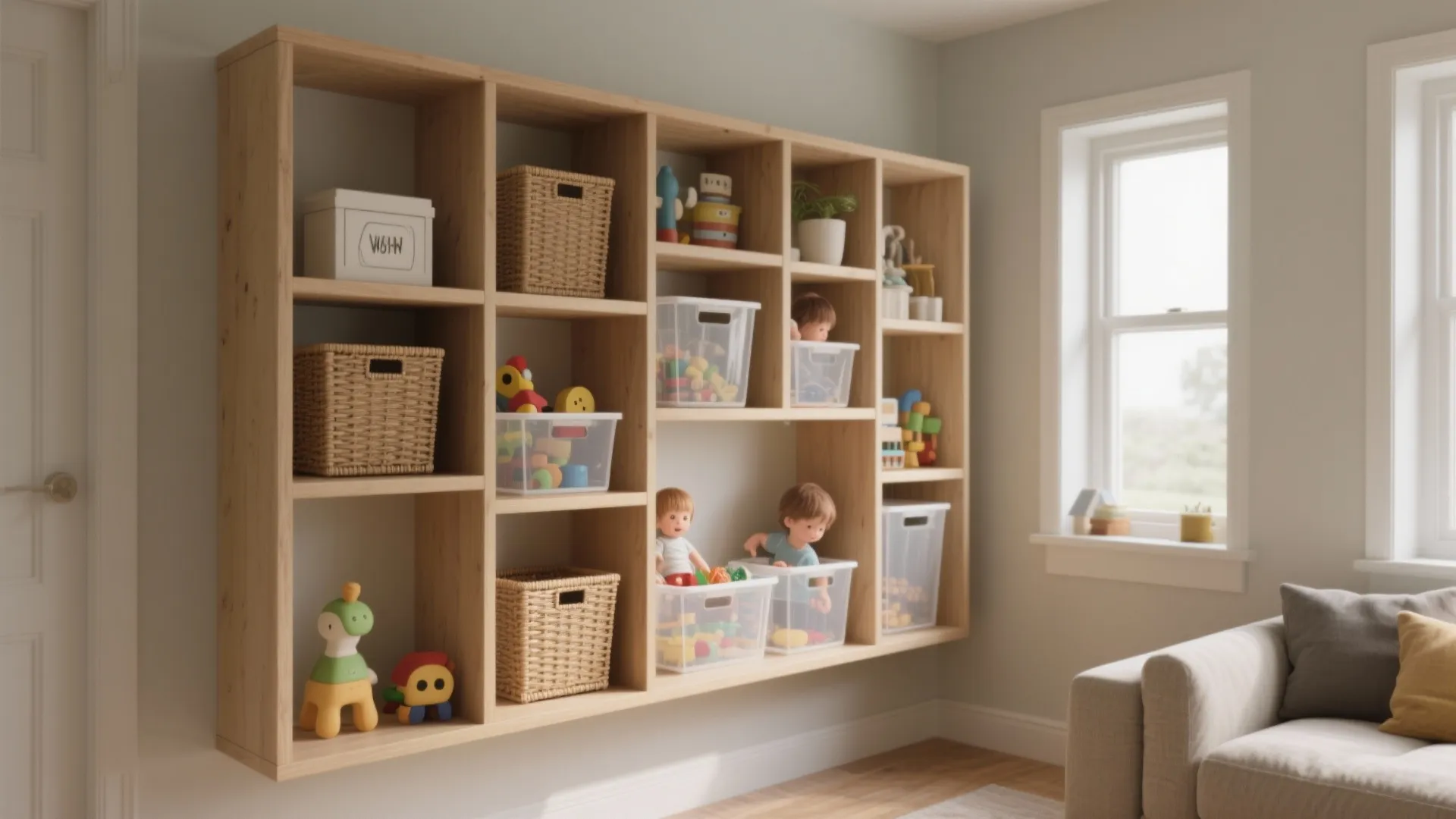 1. Vertical display with modular shelving