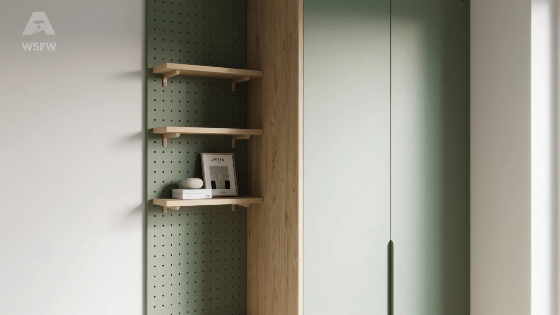 2. Slim storage + vertical shelving