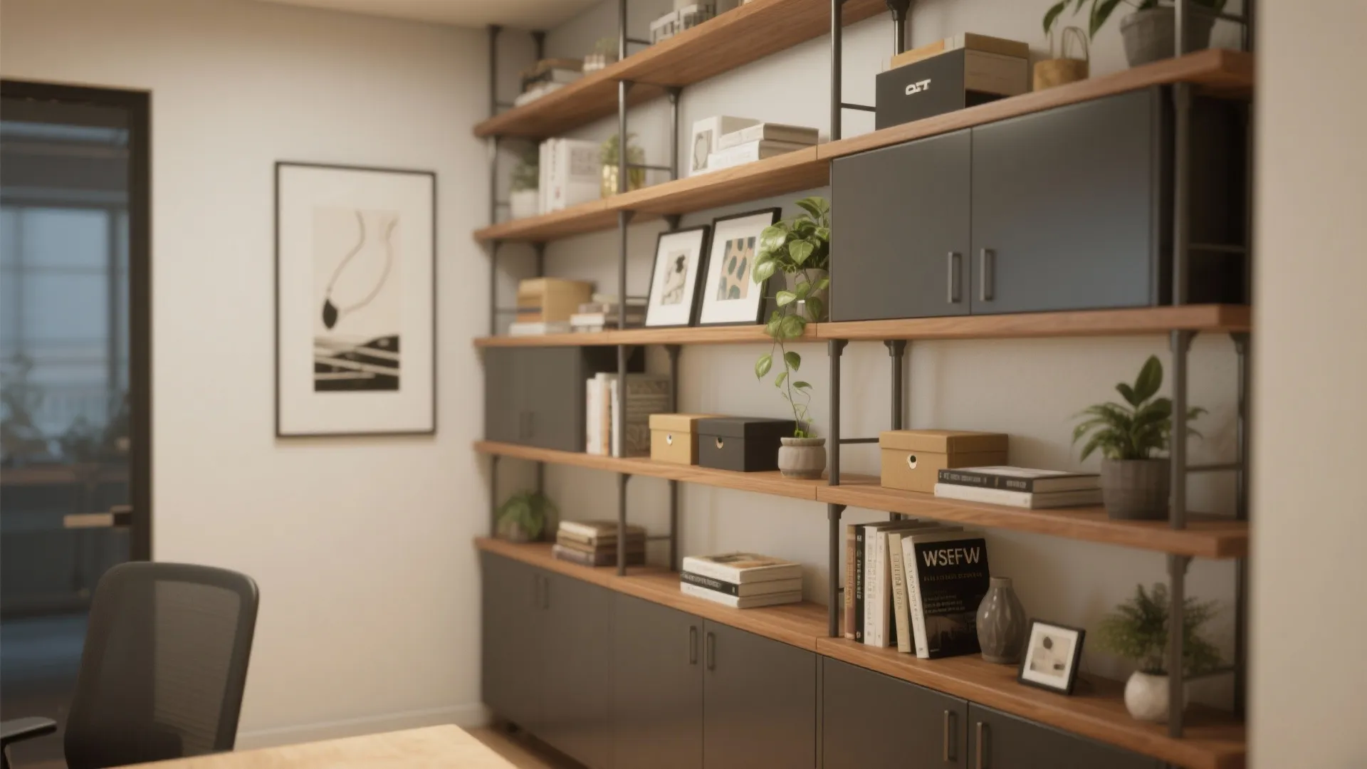 2. Vertical Storage That Doubles as Art