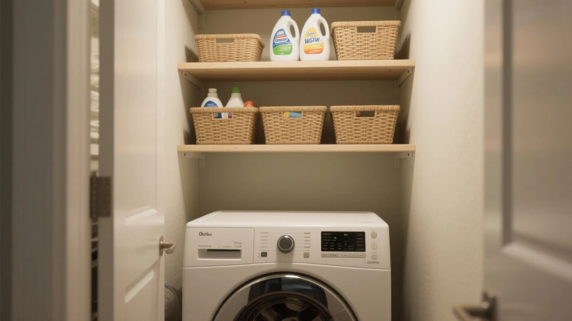 1. Vertical shelving above the washer