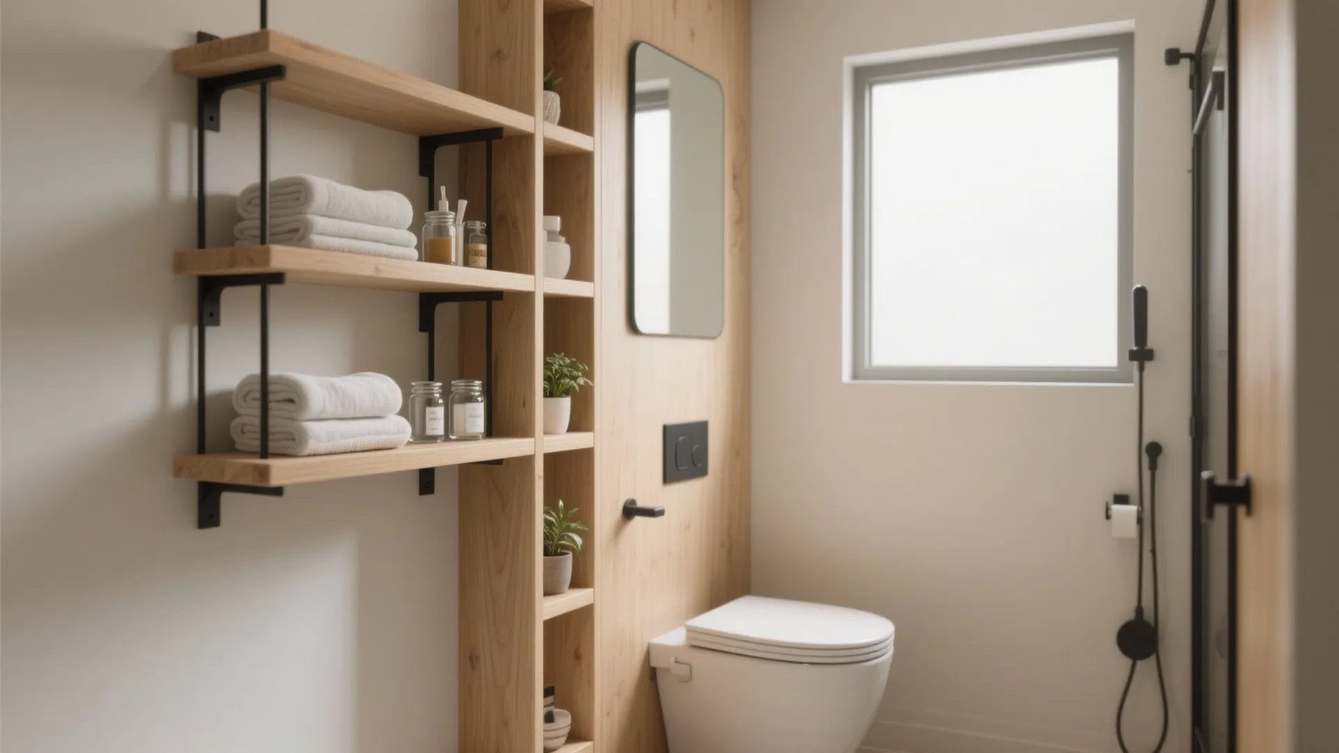 1. Go vertical with slim open shelving