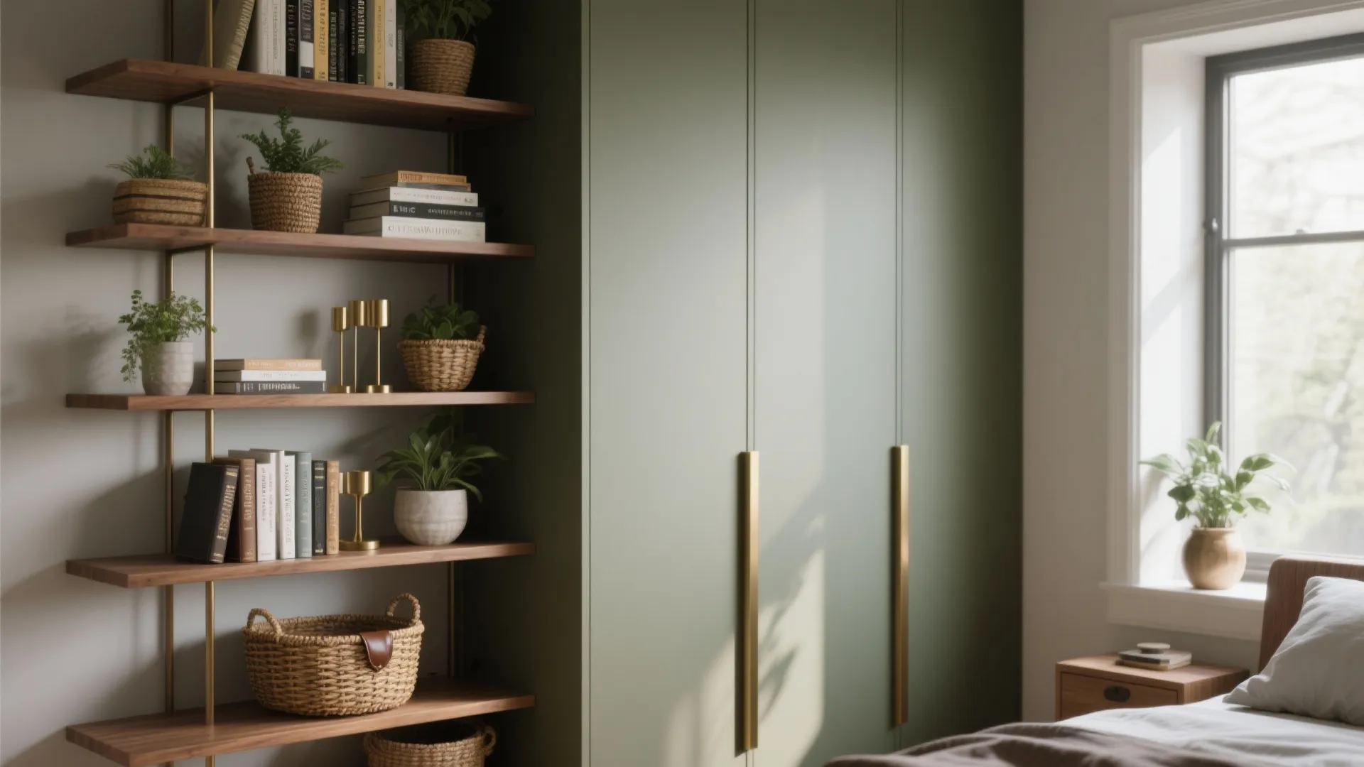 2. Lean on vertical storage and open shelving