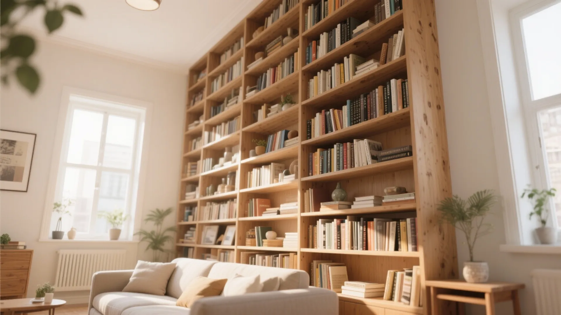 4. Vertical shelving to draw the eye upward