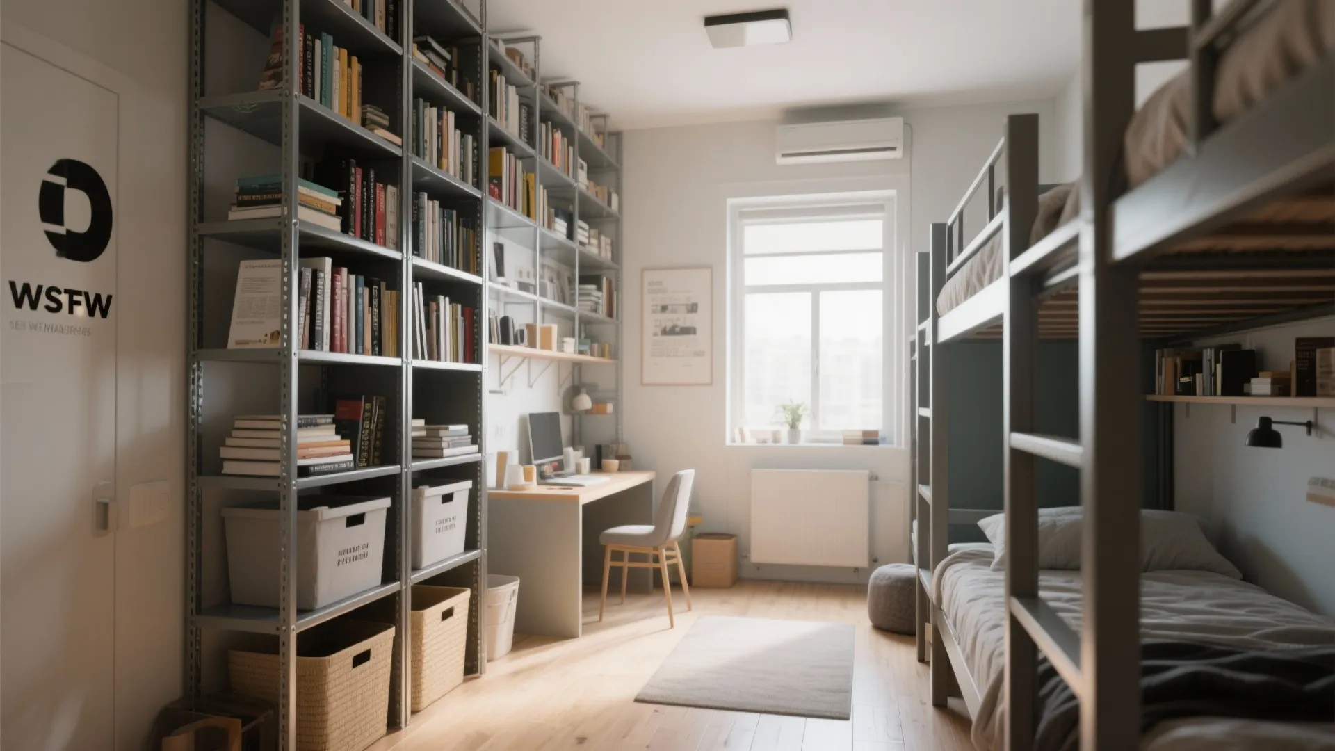 Vertical shelving to free floor space