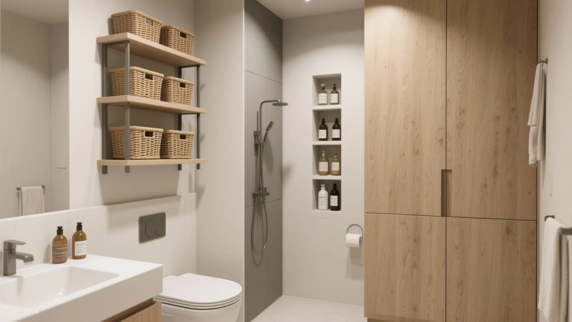 2. Go vertical with open shelving and recessed niches