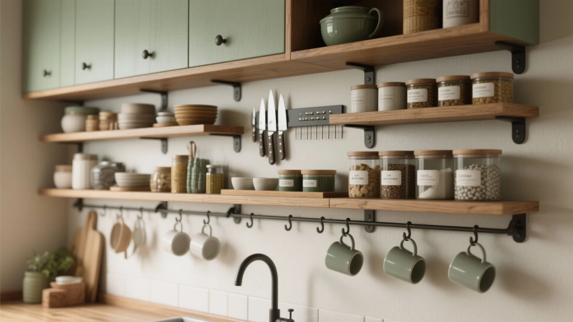 2. Vertical storage and staged shelving