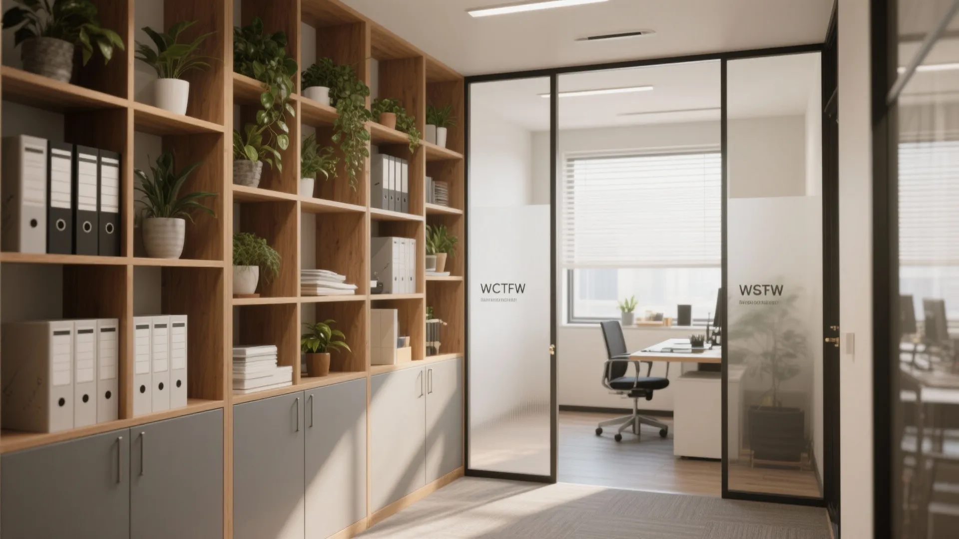 1. Vertical zoning with open shelving