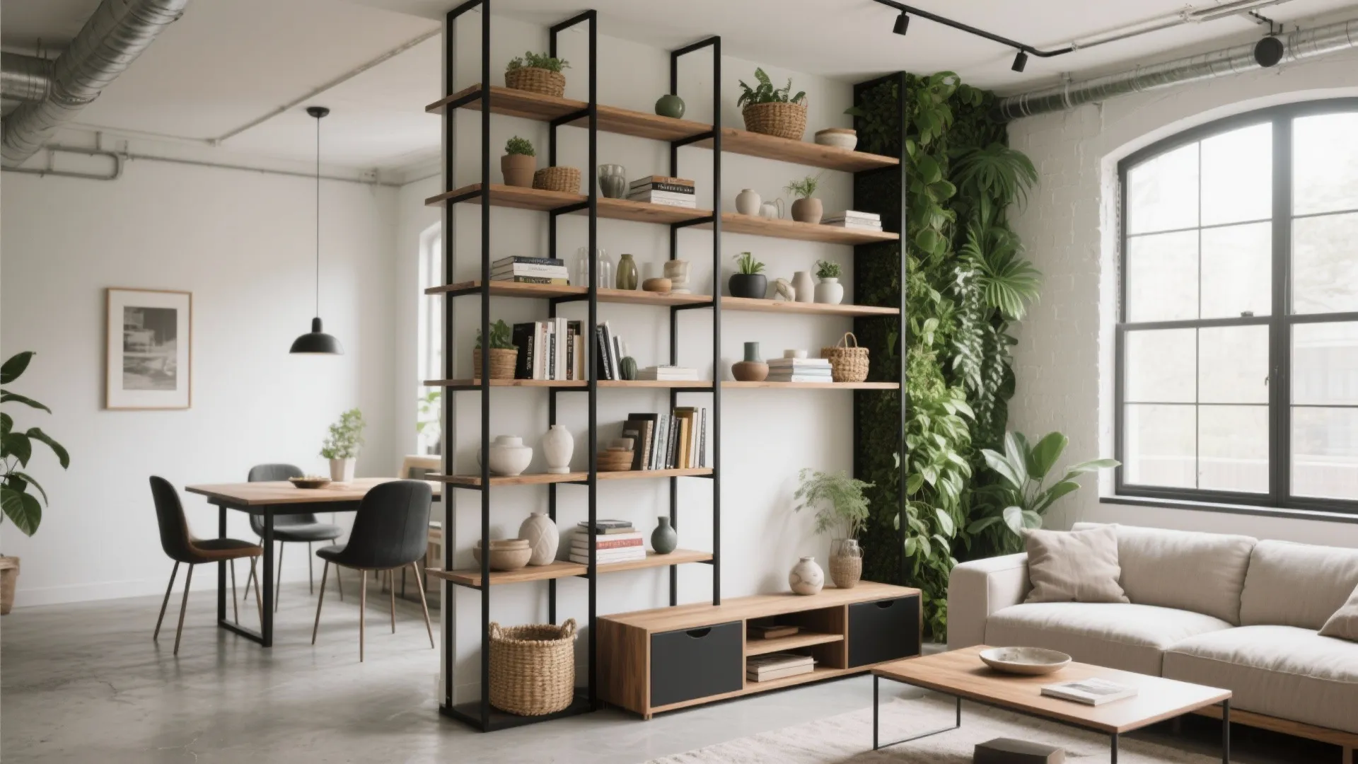 Vertical zoning with open shelving