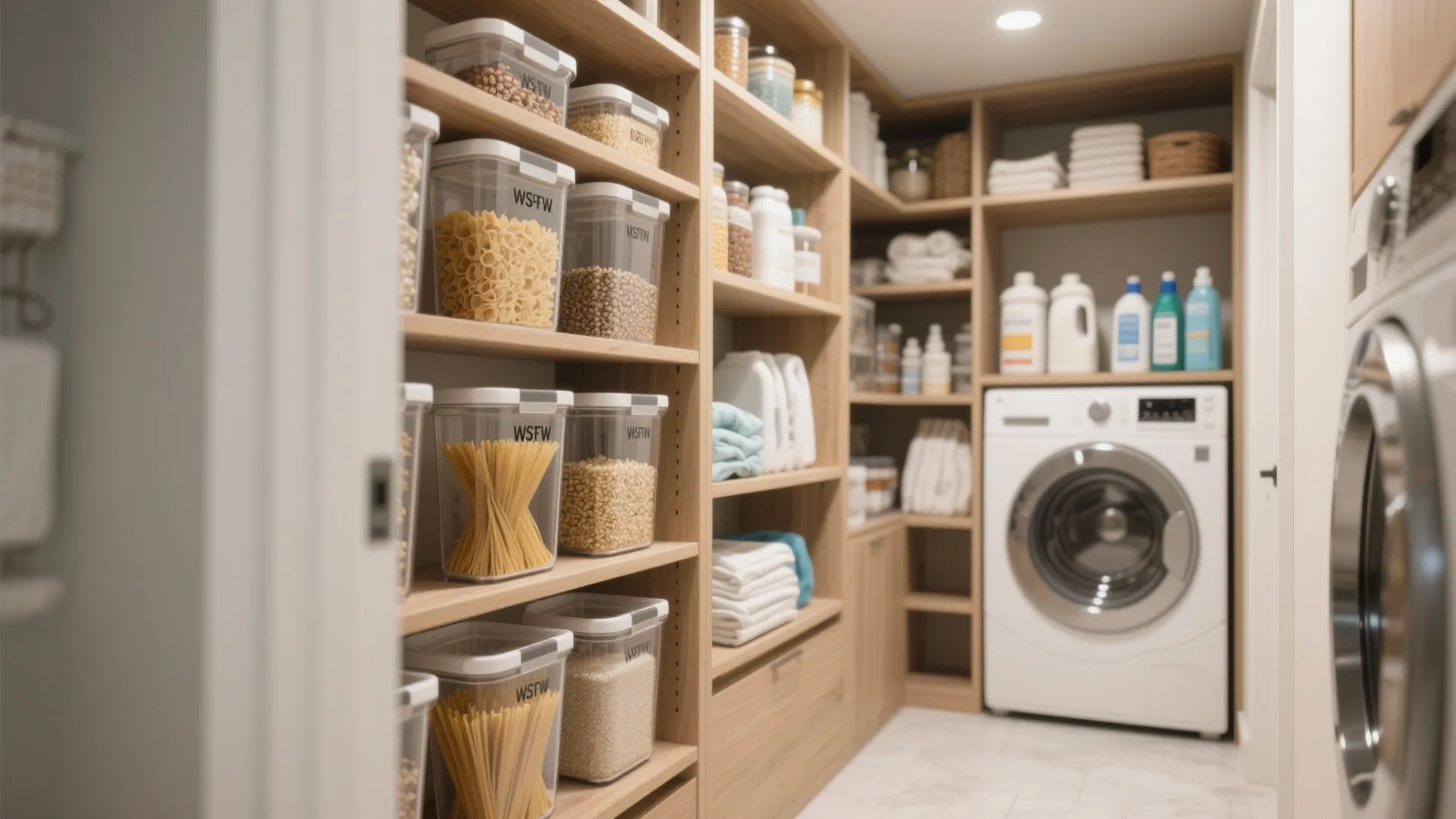 2. Vertical Shelving With Clear Bins