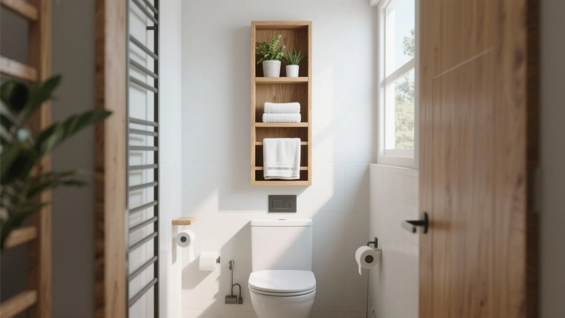 8. Vertical Shelving Above Toilet