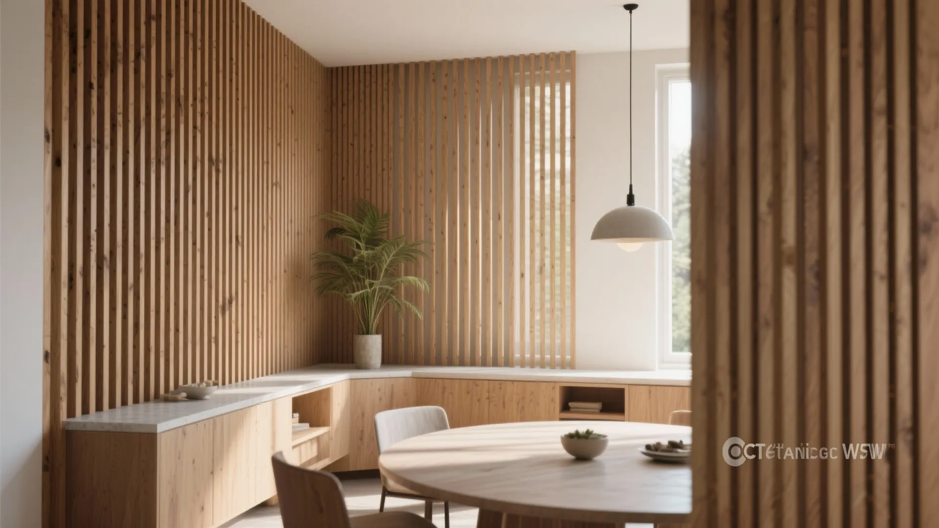 Vertical slat panels to add perceived height