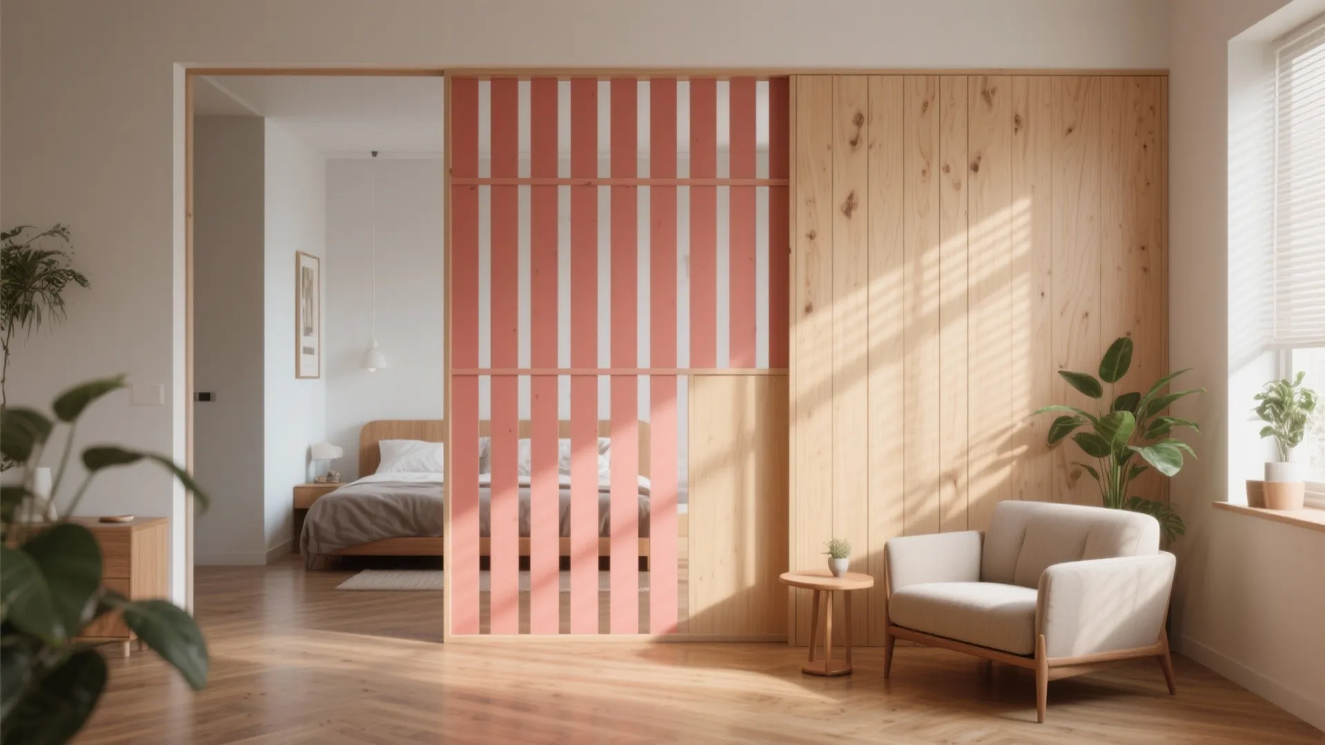 1. Color-blocked vertical slats