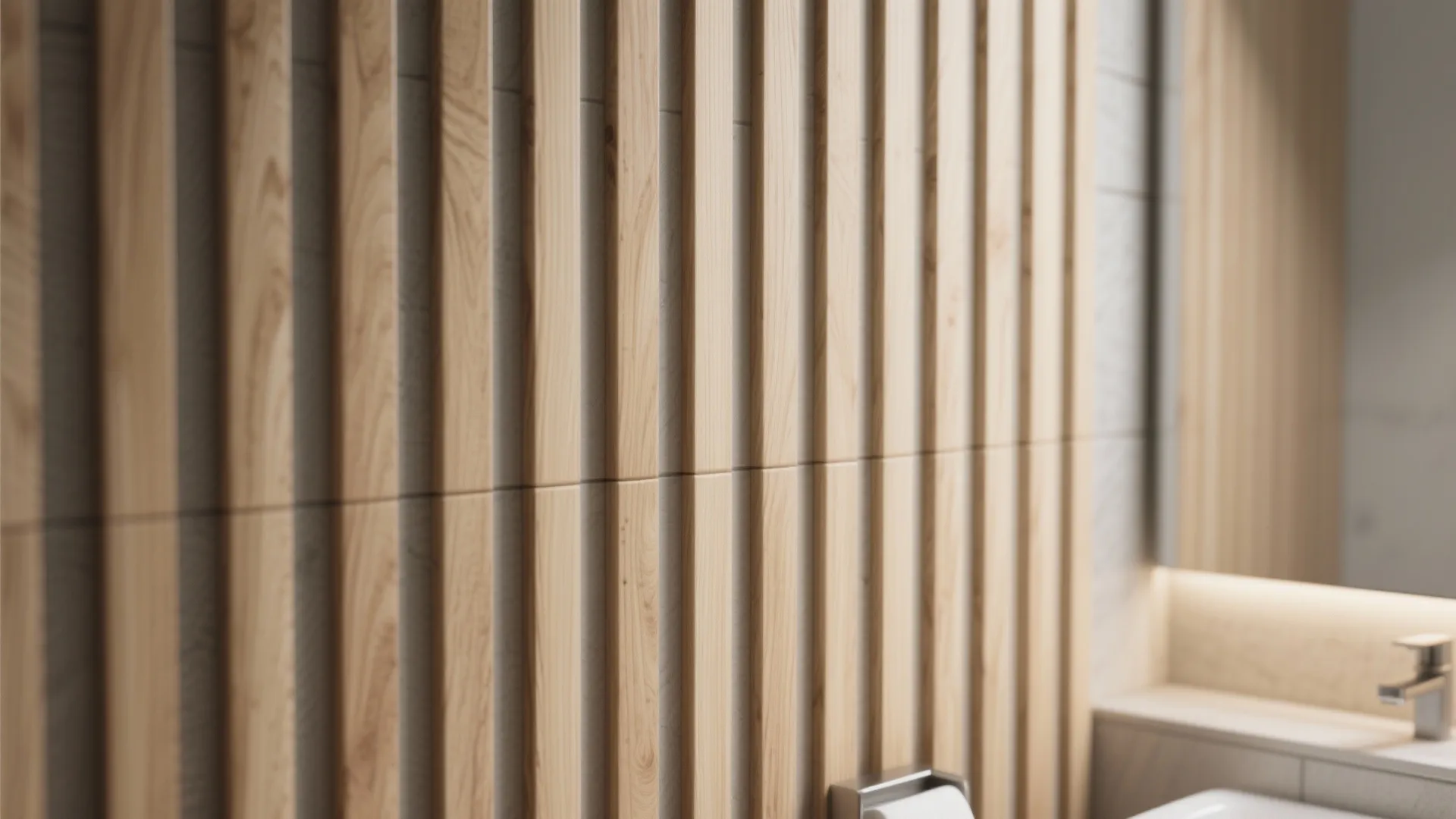 3. Vertical slatted panels for height and texture