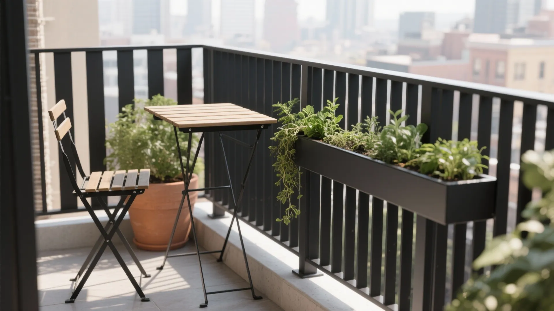 Slim Vertical Slats with Planter Rail