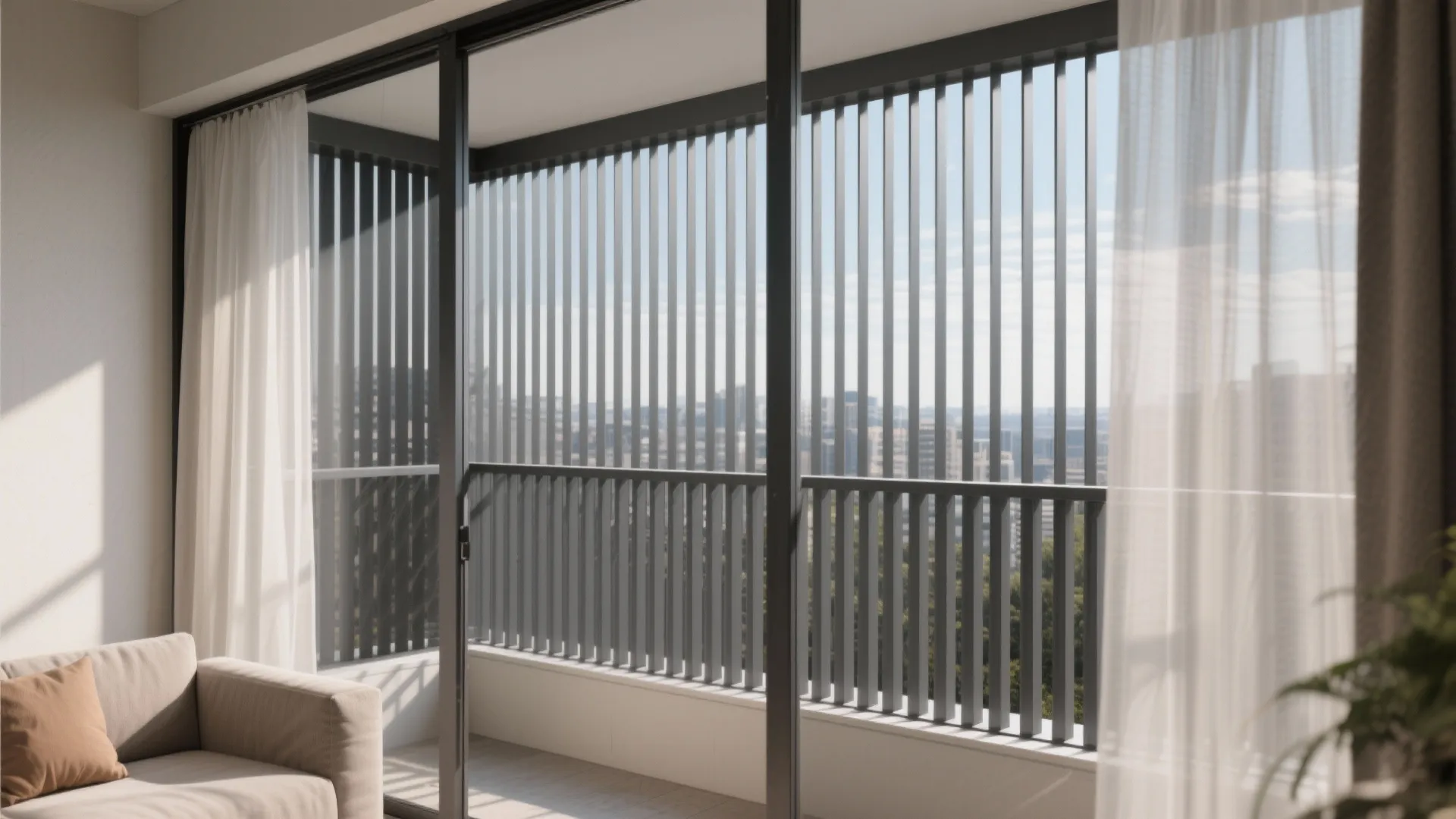 Vertical Metal Slats for Privacy and Breeze