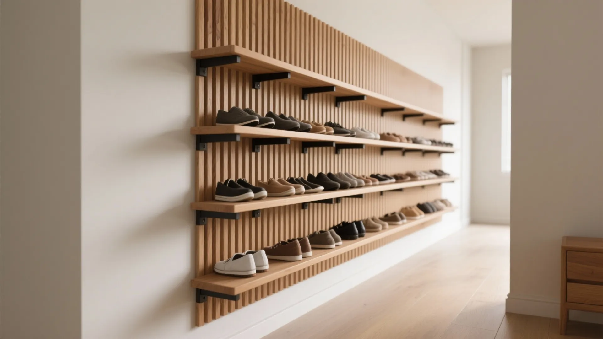 Slim Vertical Slats Wall Shoe Rack