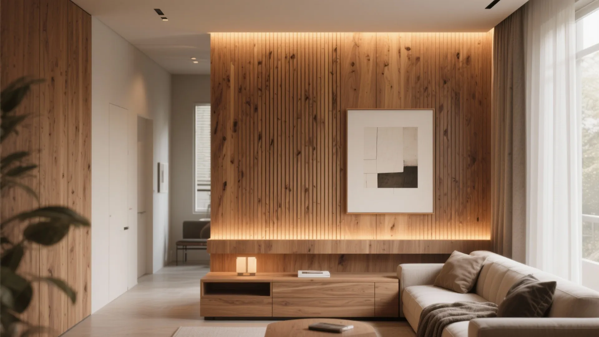 1. Vertical Slatted Wood Panels