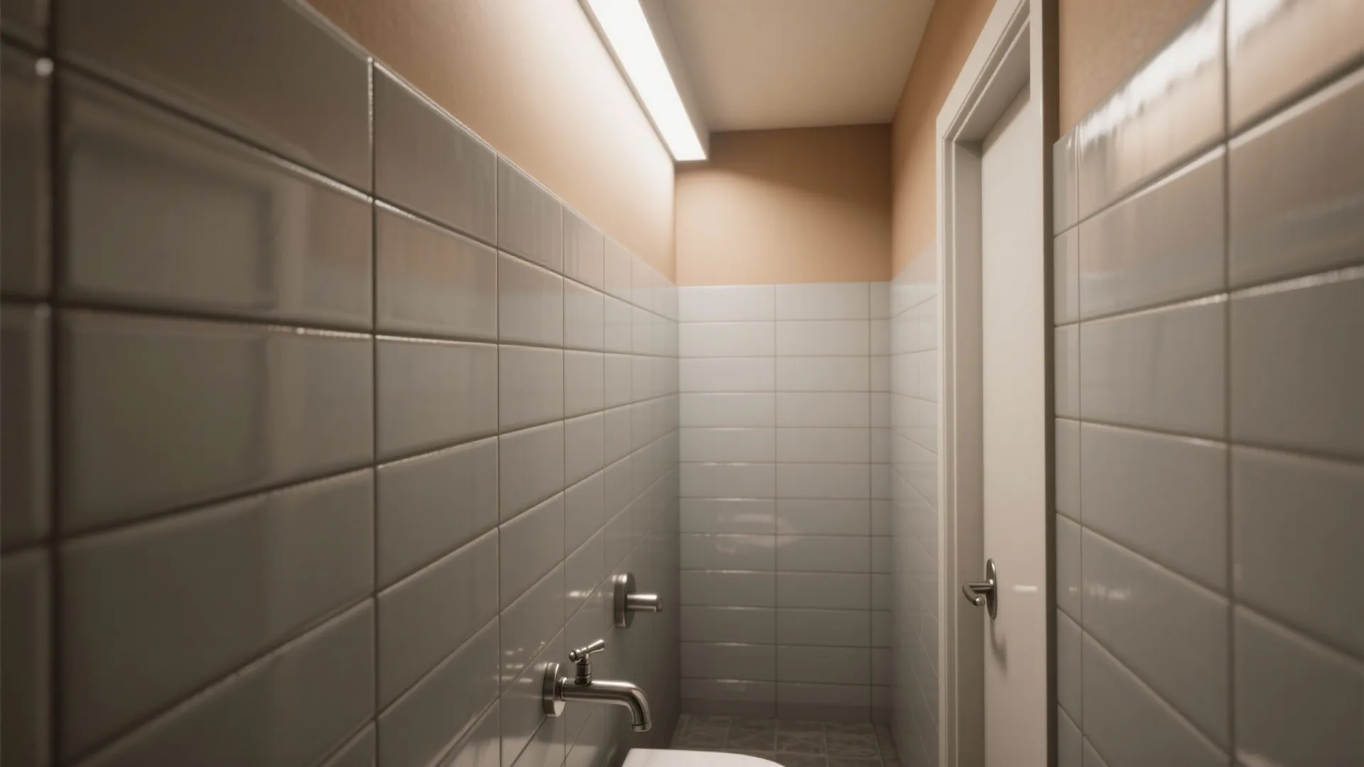 1. Vertical stacked subway tiles to add height