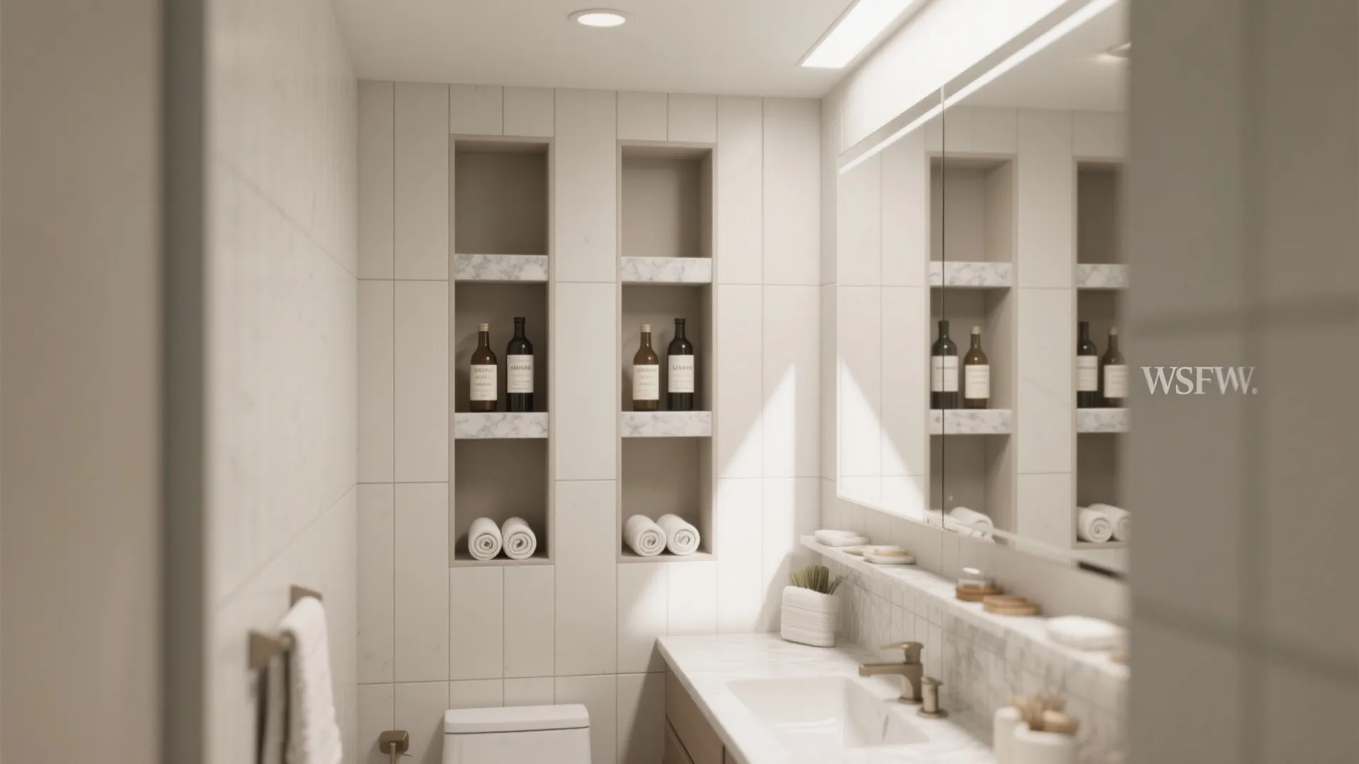 Vertical Stack Niche for Tall Bottles and Towels