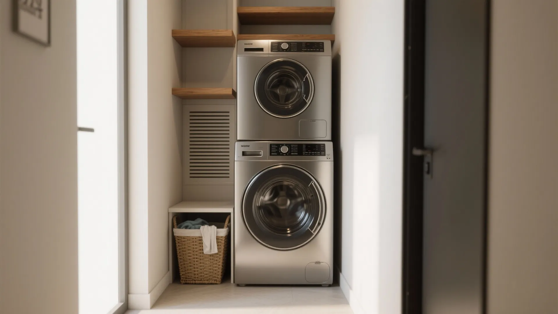 1. Stack and tuck: the vertical laundry nook