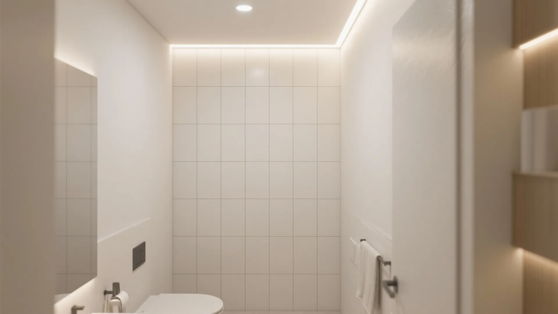 Bathroom with vertically stacked 12x24 wall tiles