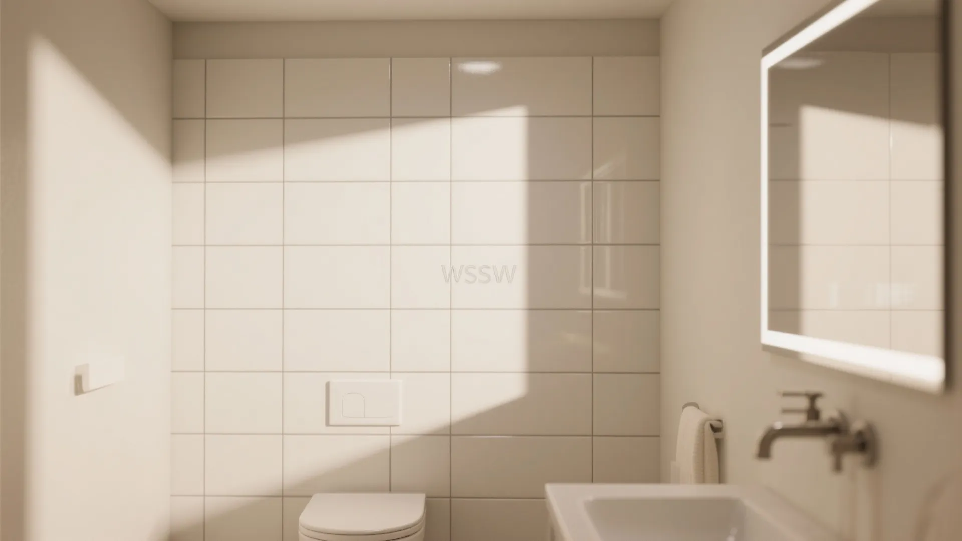 Vertical stack bond with matte white tiles (spa calm)