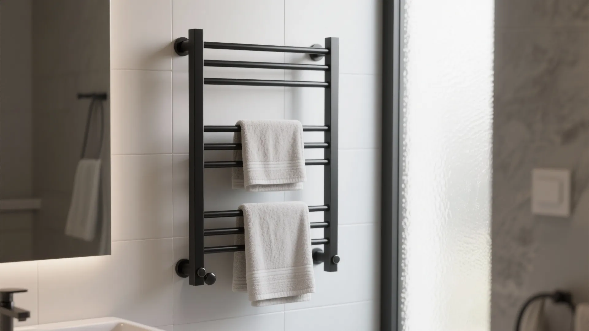 1. Vertical towel rail with staggered bars