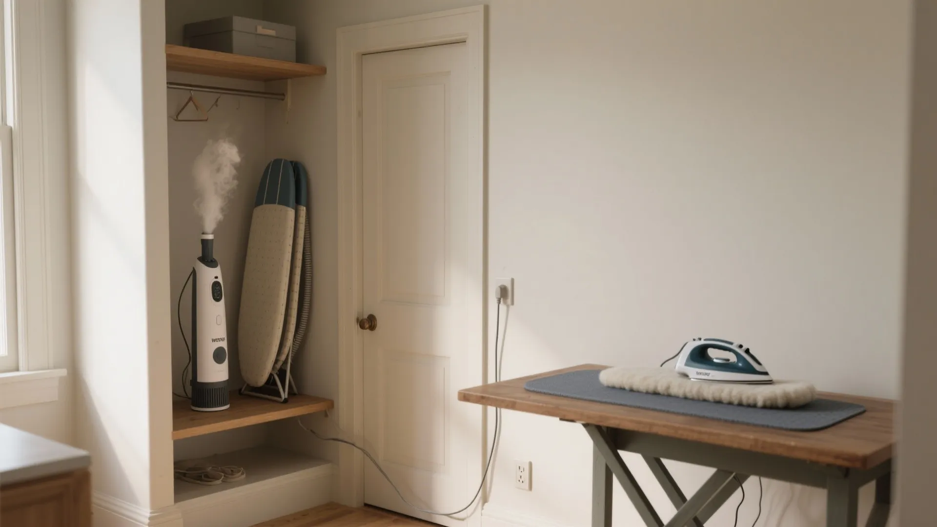 4) Space-Savvy Pressing: Slim Boards and Vertical Steam Stations