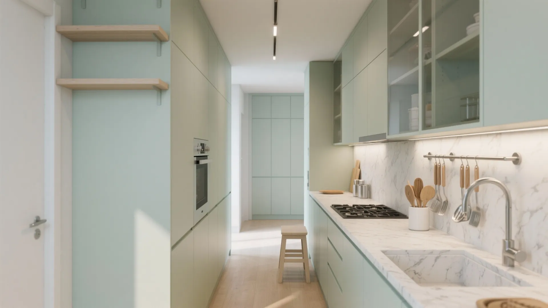 Idea 1: Go vertical with storage and keep counters slim